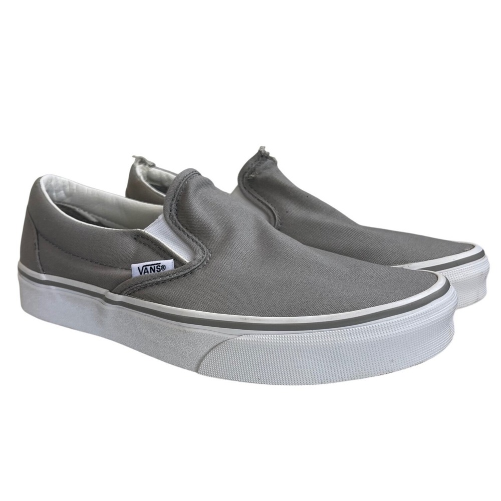Vans Classic Slip-On Grey Canvas Sneakers US Women 7.5 Men 6.0 Low Top Shoes